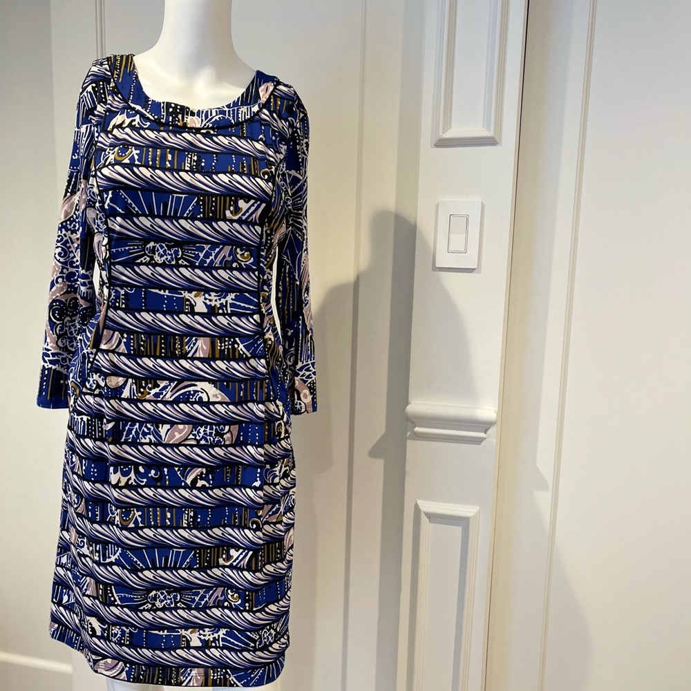 BCBG Max Azria Dress Blue Black White M